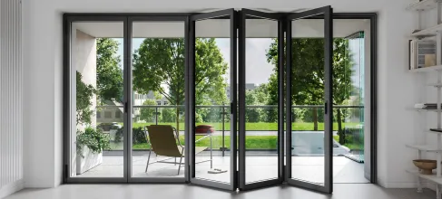 Glas-Faltwand Aluminium